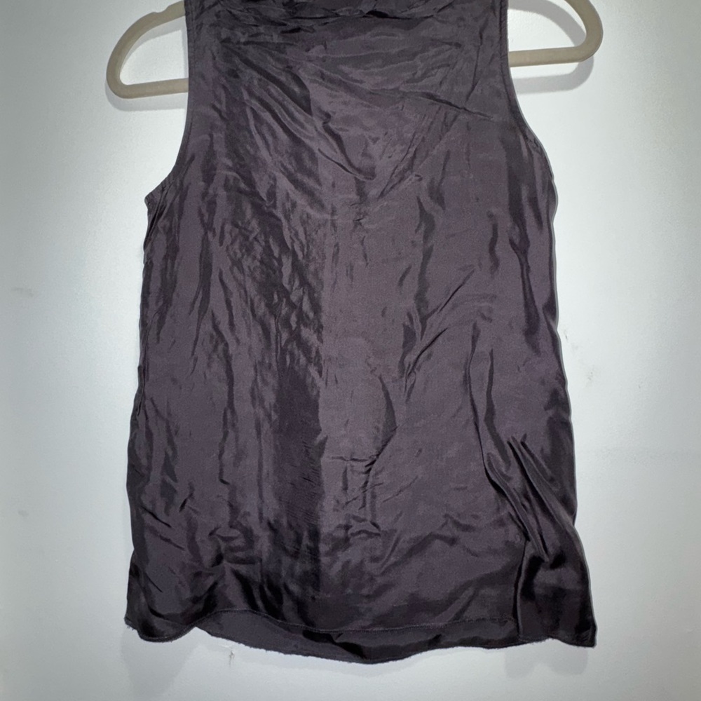 J. Crew Petite 100% Silk Black Ruffle/ Fringe V-Neck Too VGUC 0P - Picture 6 of 6